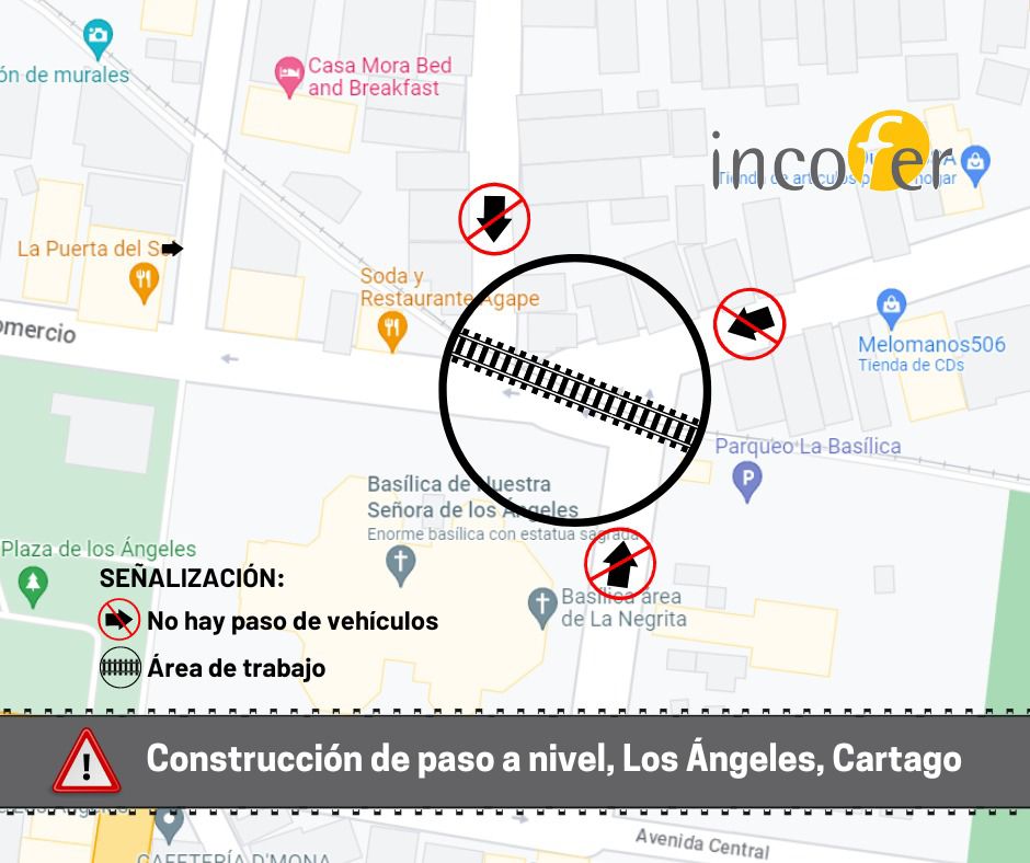 Incofer suspenderá servicio de tren de Cartago a Oreamuno durante el próximo jueves y viernes