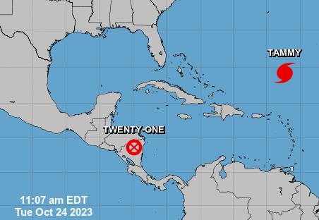 Depresión Tropical No. 21 se degrada y tendrá menor impacto sobre Costa Rica