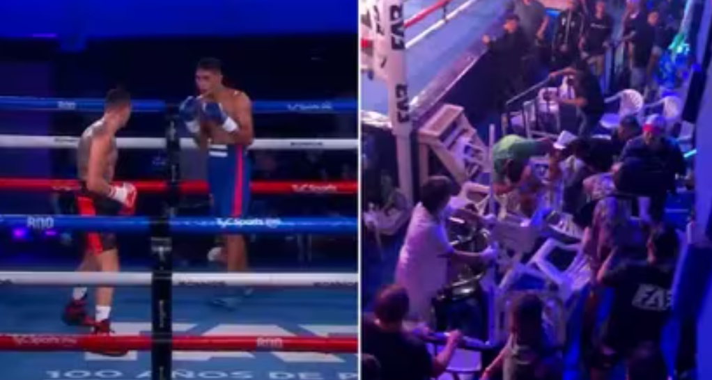 Escándalo en el boxeo: una pelea fue suspendida tras el enfrentamiento entre hinchas que terminó en una batalla campal