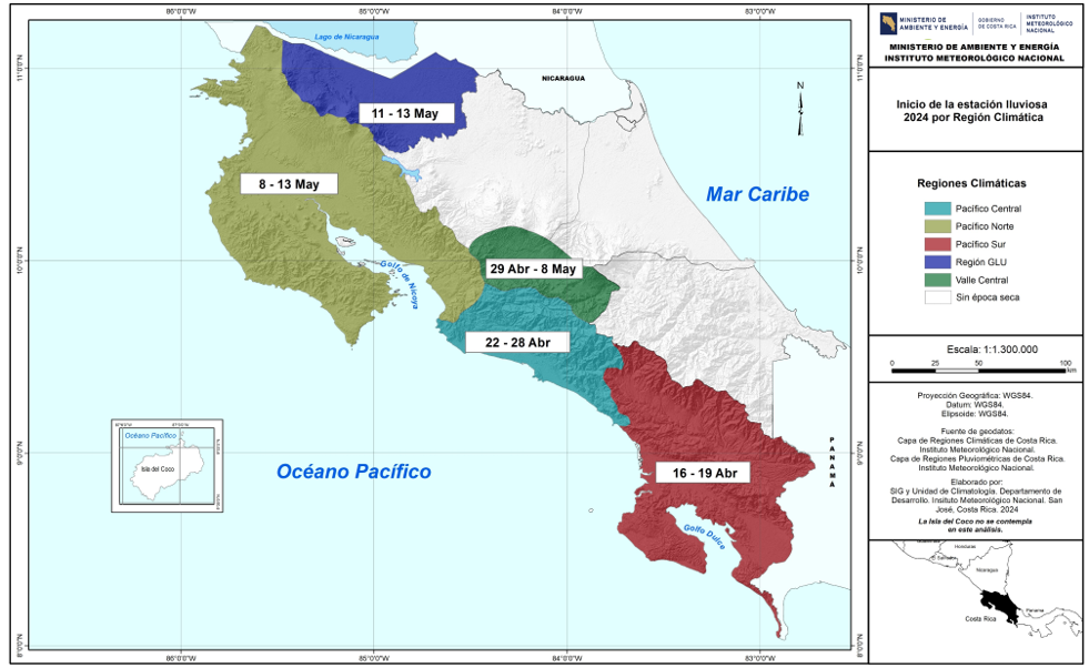 Pacífico Norte, Guatuso, Los Chiles y Upala serán las últimas regiones en alcanzar época lluviosa