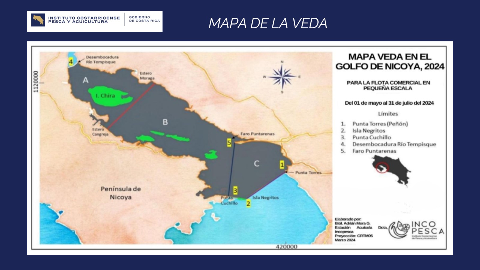 Veda en el Golfo de Nicoya iniciará el 1° de mayo y se extenderá hasta julio