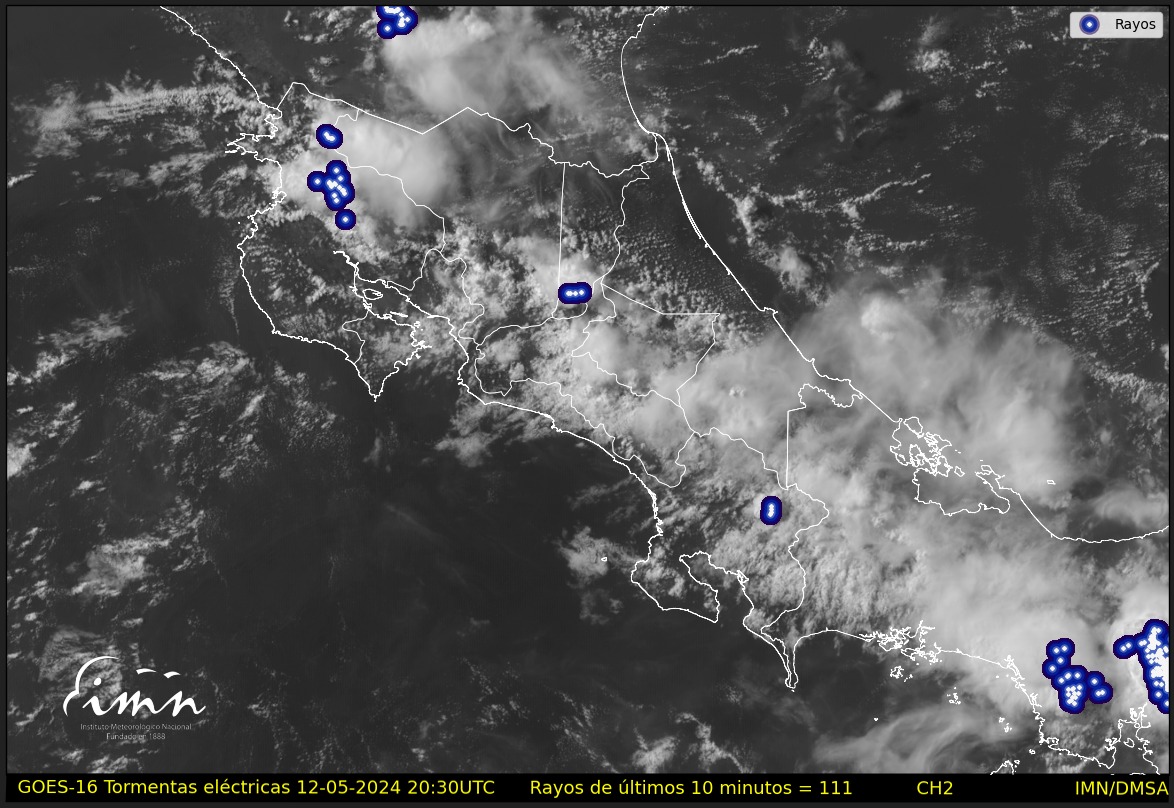 IMN prevé un inicio de semana lluvioso y tormentas eléctricas en varias regiones
