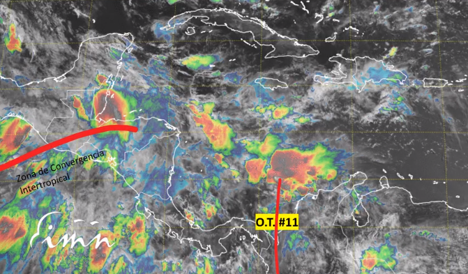 Este viernes se espera la influencia de la Onda Tropical No. 11 con mayor afectación en el Pacífico