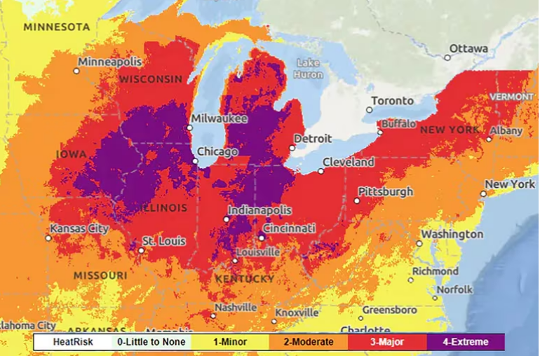Calor extremo en Estados Unidos: qué ciudades tendrán “nivel 4″, sin alivio ni siquiera durante la noche