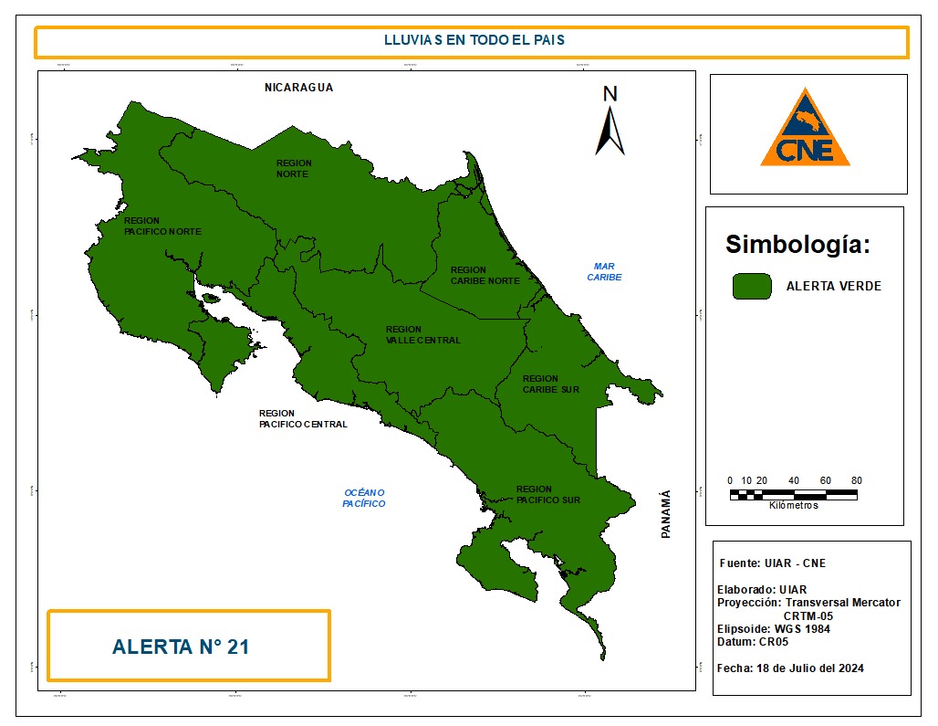 CNE declara alerta verde en todo el país por paso de la Onda Tropical No. 20