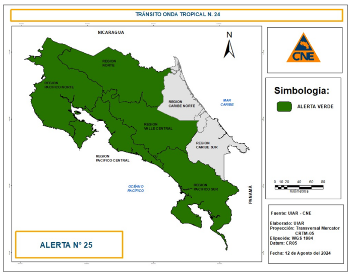 CNE emite alerta verde en todo el país excepto el Caribe por paso de Onda Tropical No. 24