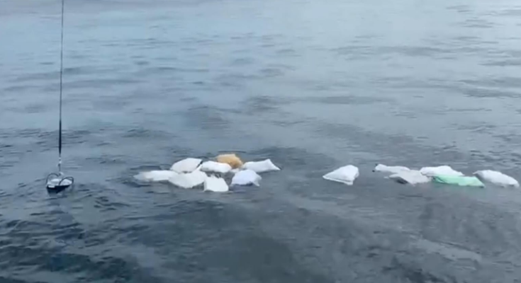 Guardacostas da con cargamento de 700 kilos de droga que estaba atada a una boya en medio del océano