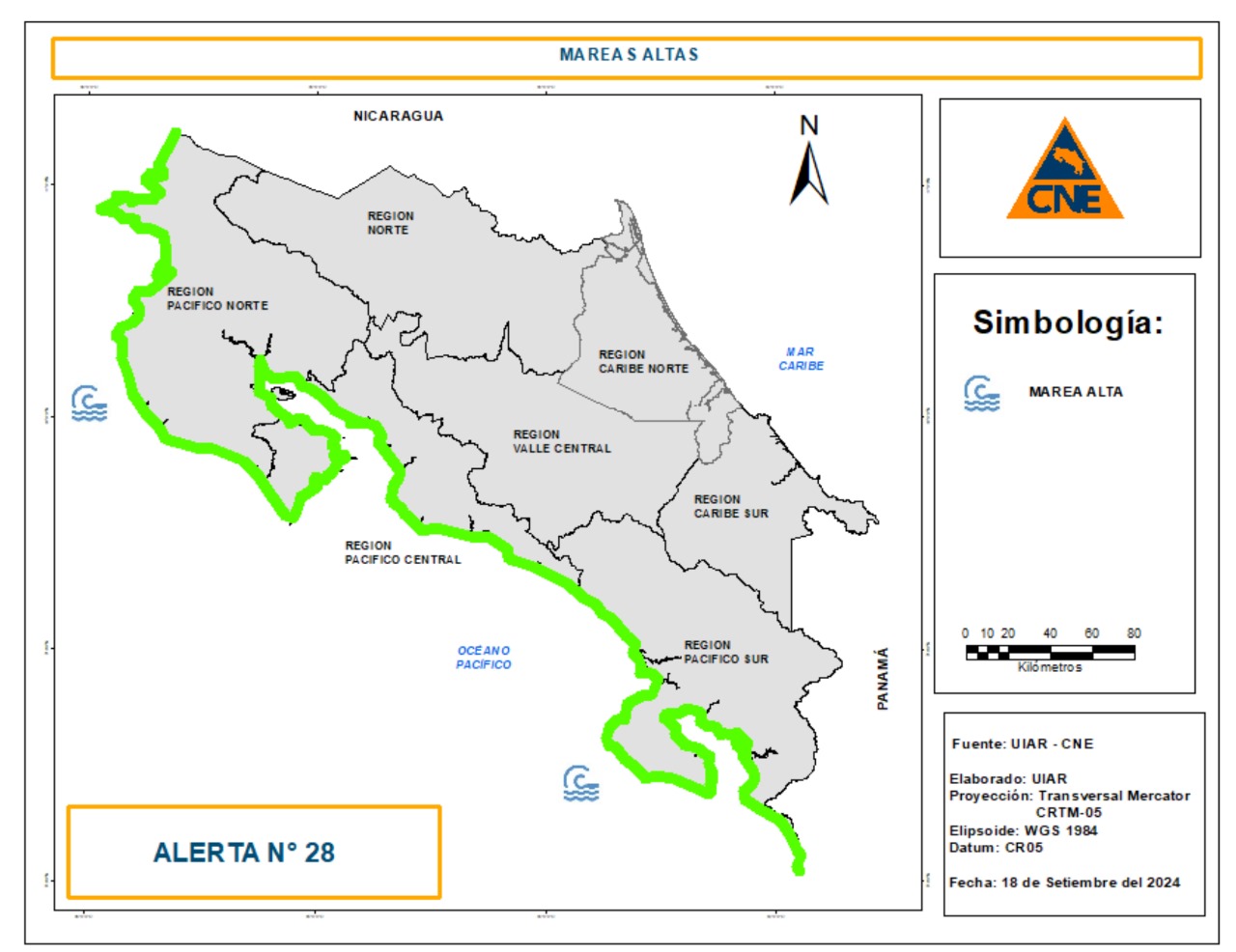 CNE declara alerta verde para toda la costa del Pacífico al esperar una de las mareas más altas del año