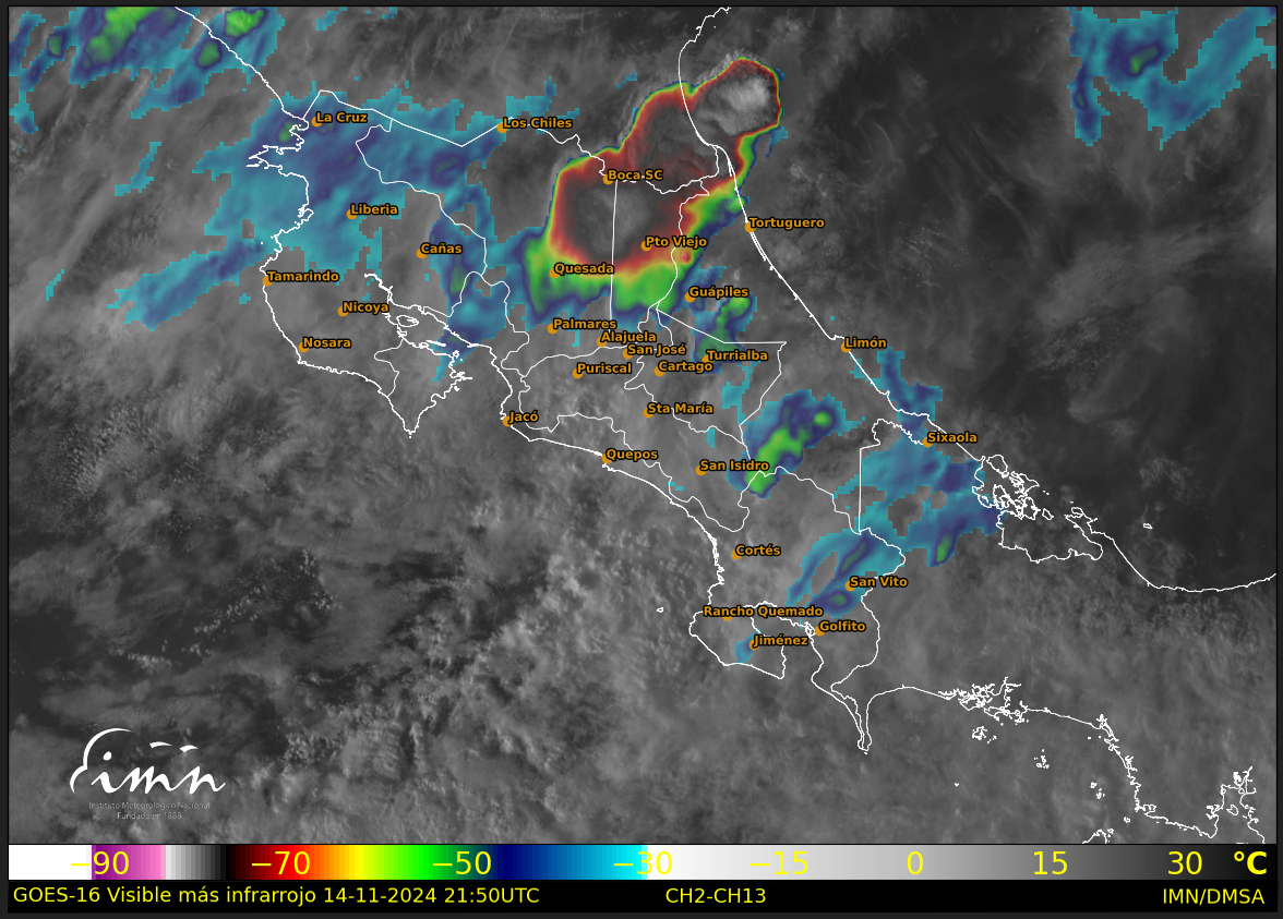 IMN proyecta que este viernes y sábado serán los días con mayor impacto indirecto de la Tormenta Tropical Sara