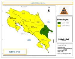CNE emite alerta amarilla para casi todo el país por saturación de suelos y lluvias que se prevén para los próximos días