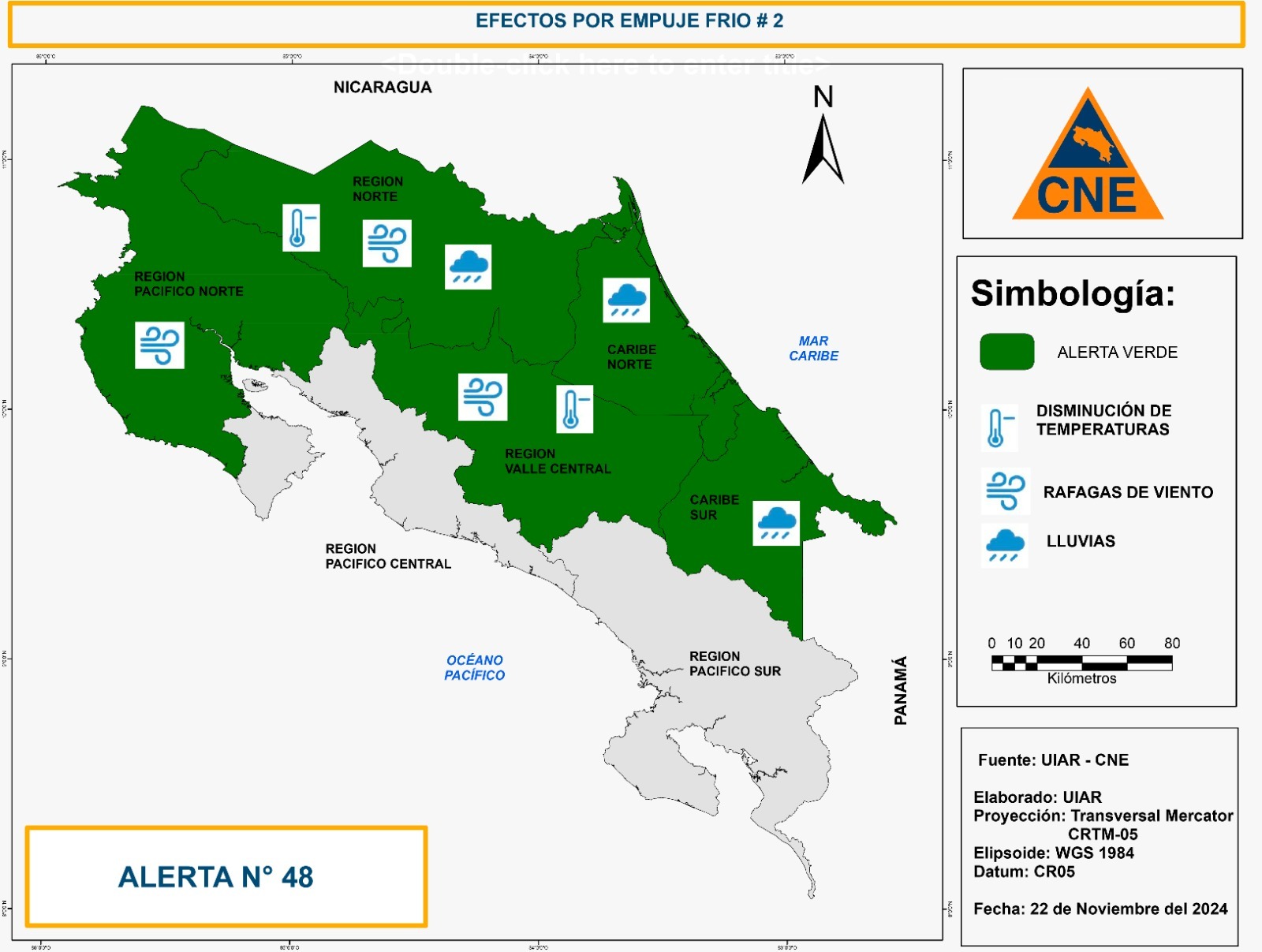 CNE declara alerta verde para el Pacífico Norte, Valle Central, Caribe y Zona Norte debido a los efectos del Empuje Frío No. 2