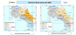 IMN prevé que marzo inicie con lluvias en el Pacífico