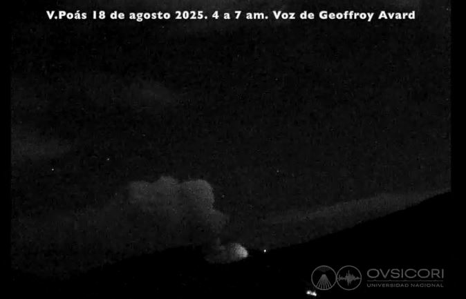 OVSICORI descartó erupción en el Volcán Poás y explicó pluma observada este lunes