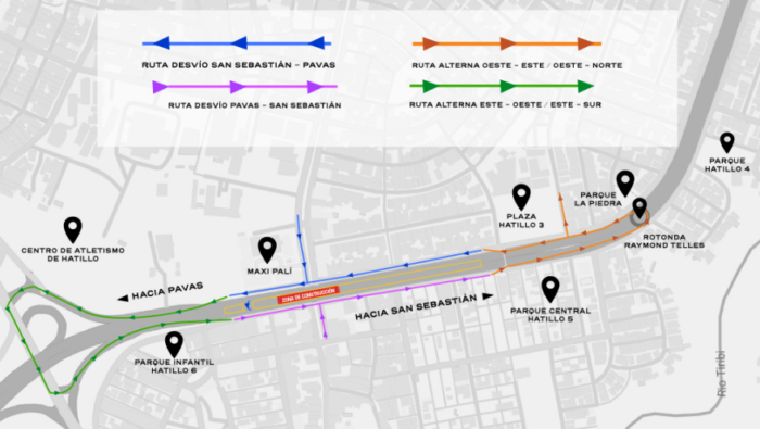 ¡Tome nota! MOPT aplicará desvíos en Hatillo 6 para realizar excavaciones de paso a desnivel