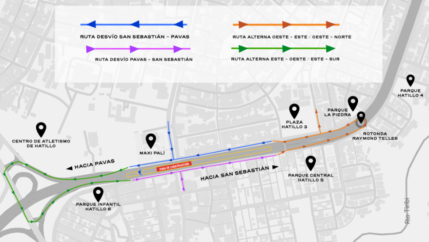 ¡Tome nota! MOPT aplicará desvíos en Hatillo 6 para realizar excavaciones de paso a desnivel