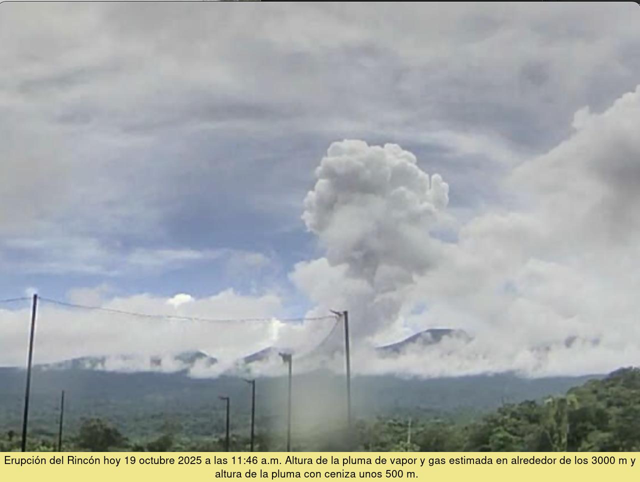 Nueva erupción en el Rincón de la Vieja: OVSICORI mantiene niveles de advertencia en tres volcanes del país