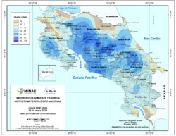 IMN identifica cinco zonas del país donde se registraron hasta 92 mm de lluvia en las últimas 24 horas