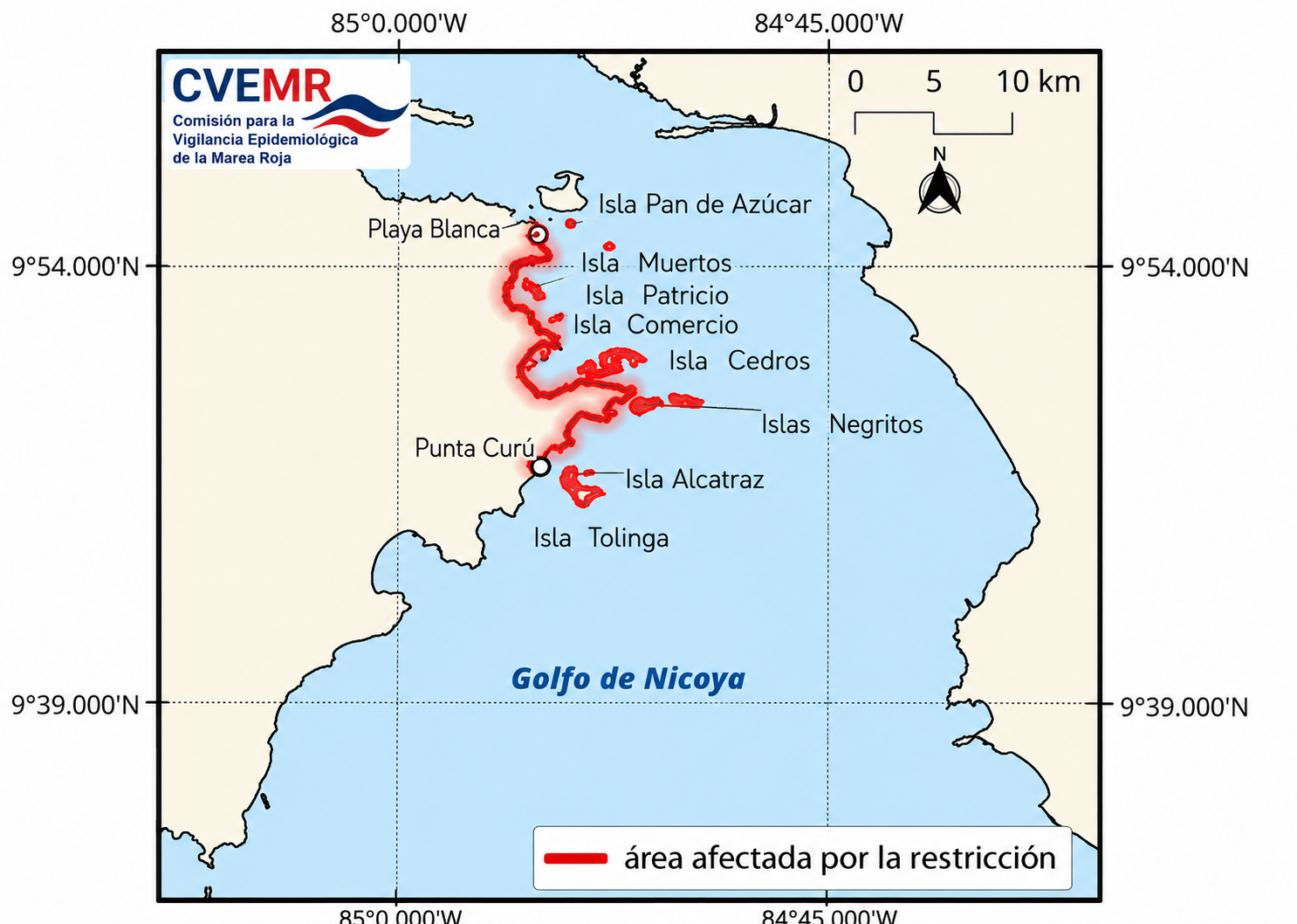SENASA prohíbe extracción de piangüas, mejillones y almejas por marea roja en Puntarenas