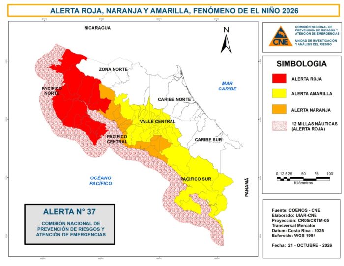 CNE declara alerta roja por efectos del fenómeno de El Niño en Costa Rica
